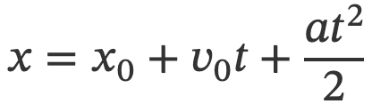 x = x₀ + v₀t + at²/2
