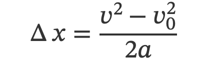Δx = v²-v₀/2a